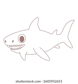 A shark with teeth on a white background.