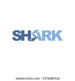 Shark. Template for logo. Blue
