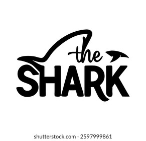 Shark text, typography logo design.
