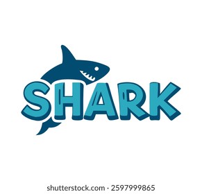 Shark text, typography logo design.