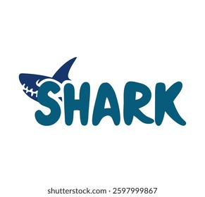 Shark text, typography logo design.