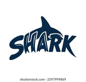 Shark text, typography logo design.