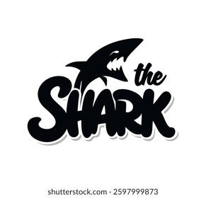 Shark text, typography logo design.