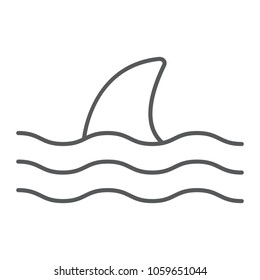 Shark thn line icon, animal and underwater, aquatic sign vector graphics, a linear pattern on a white background, eps 10.