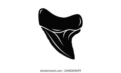 Shark tooth emblem, black isolated silhouette