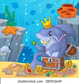 Shark with treasure theme image 4 - eps10 vector illustration.
