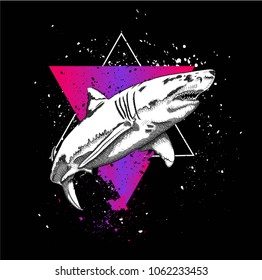shark in a triangle. abstract drawing. vector illustration.