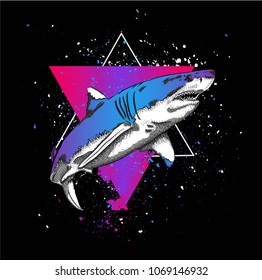 shark in a triangle. abstract drawing. vector illustration.