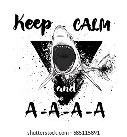 shark in a triangle. abstract drawing. vector illustration.