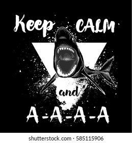 shark in a triangle. abstract drawing. vector illustration.