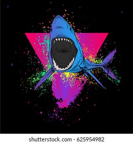 shark in a triangle. abstract drawing. vector illustration.