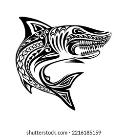 shark tribal illustration vector design