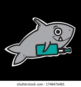 Shark with vape sticker. Eps 10