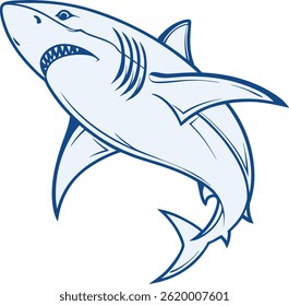 ilustração de arte vetorial de tubarão com fundo branco 