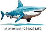 Shark vector art still life painting flat illustration