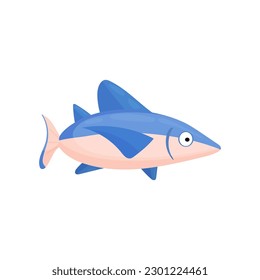 shark vector cartoon ilustration isolated on a white background. Marin animals. Sea life.