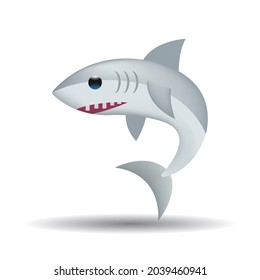 Shark vector emoji illustration isolated on white background. 3d illustration.