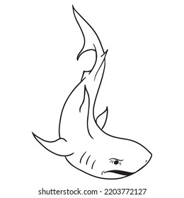 shark vector graphic design illustration, art tattoo sketch, hand draw, print use