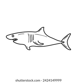 Icono del vector del tiburón en estilo doodle. Símbolo de diseño simple. Objeto de caricatura dibujado a mano aislado sobre fondo blanco.