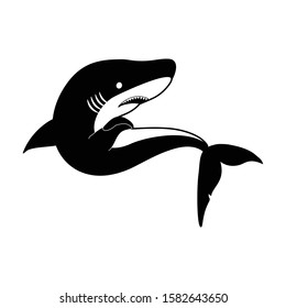 Shark vector icon.Black vector icon isolated on white background shark.