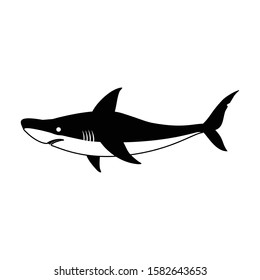 Shark vector icon.Black vector icon isolated on white background shark.