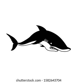 Shark vector icon.Black vector icon isolated on white background shark.