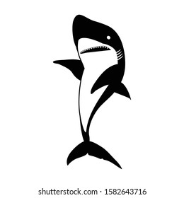 Shark vector icon.Black vector icon isolated on white background shark.