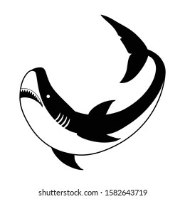 Shark vector icon.Black vector icon isolated on white background shark.