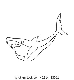 Shark vector icon.Outline vector icon isolated on white background shark.