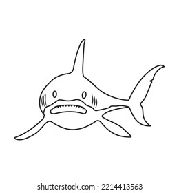 Shark vector icon.Outline vector icon isolated on white background shark.