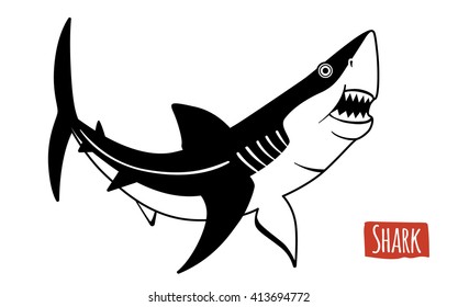 Shark, vector illustration, cartoon style