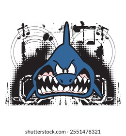 shark and vector illustration design graphic