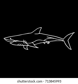 Shark vector illustration.  Doodle style. Design icon, print, logo, poster, symbol, decor, textile, paper, card. 