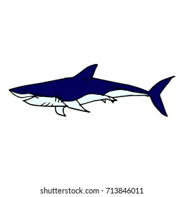 Shark vector illustration. Doodle style. Design icon, print, logo, poster, symbol, decor, textile, paper, card. 