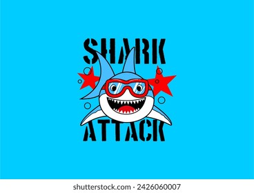 shark vector illustration for kids 