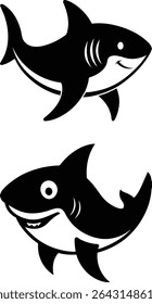 Shark Vector Illustration of Ocean Animal in Cartoon Style Silhouette