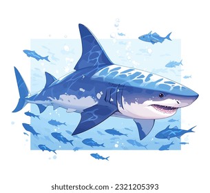 Shark vector illustration for print, poster or flyer.