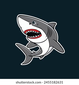 Shark Vector Illustration, Simple Style, separated color per layer .mascot cartoon logo