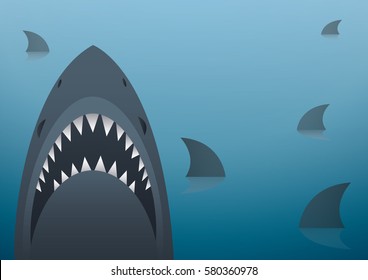 Shark vector illustration and space background