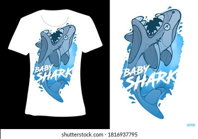 Shark vector illustration for t-shirt design with slogan. Vector illustration design for fashion fabrics, textile graphics, prints.