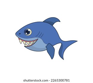Icono de color aislado del vector del tiburón. Icono de vector animal de tiburón. Icono de tiburón