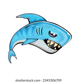 Shark vector isolated on white background. Shark attack with big jaws. Shark graphic vector illustration for printing on t shirt