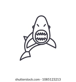 shark vector line icon, sign, illustration on background, editable strokes