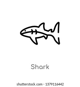 shark vector line icon. Simple element illustration. shark outline icon from nautical concept. Can be used for web and mobile