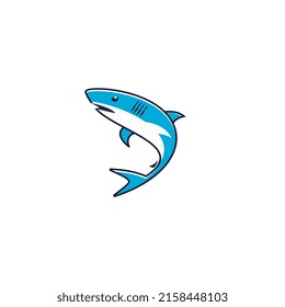 Shark vector logo design, simple line art stock