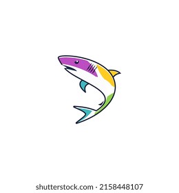 Shark vector logo design, simple line art stock