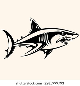 Shark-Vektorgrafik für Logo oder Symbol, Zeichnung Eleganter minimalistischer Stil, abstrakte Illustration