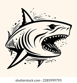 Shark vector for logo or icon, drawing Elegant minimalist style,abstract style Illustration