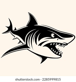 Vector de tiburón para logotipo o icono, dibujo Elegante estilo minimalista,estilo abstracto Ilustración