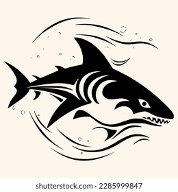 Vector de tiburón para logotipo o icono, dibujo Elegante estilo minimalista,estilo abstracto Ilustración
